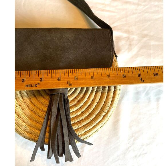 Handmade Raffia Rattan & Leather Moroccan Tassel Crossbody Banjo Shoulder Bag - Picture 9 of 12